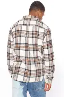 Light Breeze Plaid Long Sleeve Woven Top(Khaki/combo,S)