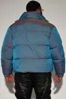Stormy Iridescent Nylon Cropped Puffer Jacket(Blue,S)