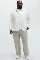 Corduroy Pocket Button Up Shirt(Off White,S)