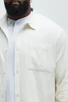 Corduroy Pocket Button Up Shirt(Off White,S)