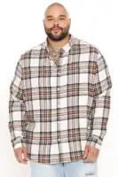 Light Breeze Plaid Long Sleeve Woven Top(Khaki/combo,S)