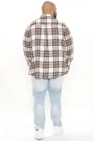Light Breeze Plaid Long Sleeve Woven Top(Khaki/combo,S)