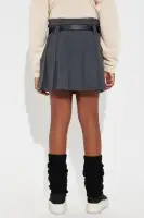 Mini Nobody's Business Belted Pleated Skort(Charcoal,4/5)
