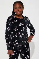 Mini Bows Over Everything 2 Piece Wide Pant Set(Black,7/8)