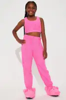 Mini See You Around 3 Piece Sherpa Pant Set(Fuchsia,7/8)