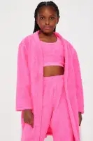 Mini See You Around 3 Piece Sherpa Pant Set(Fuchsia,7/8)