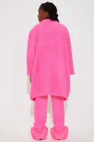 Mini See You Around 3 Piece Sherpa Pant Set(Fuchsia,7/8)