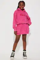 Mini Expensive & Difficult Fleece Skirt Set(Hot Pink,4/5)