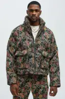 Bellevue Light Weight Cropped Tapestry Puffer(Black/combo,S)