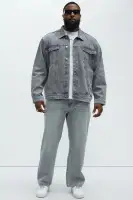 Classic Denim Trucker Jacket(Grey,S)