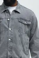 Classic Denim Trucker Jacket(Grey,S)