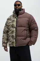 Shuffle Split Puffer Jacket(Brown Combo,S)