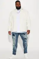 Dean Textured Long Sleeve Button Up Shirt(Cream,S)