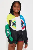 Mini Racing Baby Girl Speed Windbreaker Set(Black/combo,4)