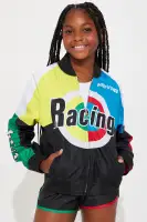 Mini Racing Baby Girl Speed Windbreaker Set(Black/combo,4)