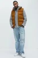 Heartbreak Puffer Vest With Hood(Mustard,S)