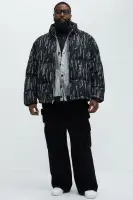 Keith Distressed Tapestry Puffer(Black,S)