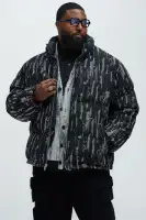 Keith Distressed Tapestry Puffer(Black,S)