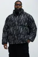 Keith Distressed Tapestry Puffer(Black,S)