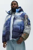 Big Sky Hooded Puffer Jacket(Blue/combo,S)