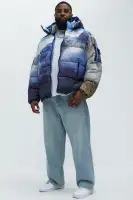 Big Sky Hooded Puffer Jacket(Blue/combo,S)