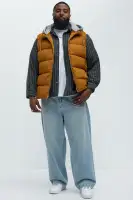 Heartbreak Puffer Vest With Hood(Mustard,S)