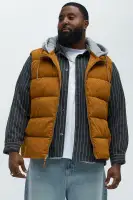 Heartbreak Puffer Vest With Hood(Mustard,S)