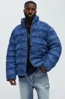 Jersey Printed Denim Puffer