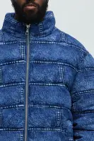 Jersey Printed Denim Puffer(Blue/combo,S)