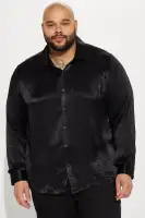 Currency Long Sleeve Button Up Shirt(Black,S)