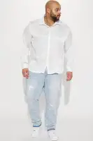Time To Shine Long Sleeve Button Up Shirt(White,S)
