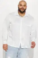 Time To Shine Long Sleeve Button Up Shirt(White,S)