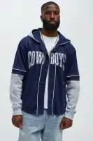 Cowboys Clean Up Baseball Hoodie(Grey/Blue,S)