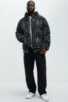 Keith Distressed Tapestry Puffer(Black,S)