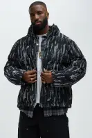 Keith Distressed Tapestry Puffer(Black,S)