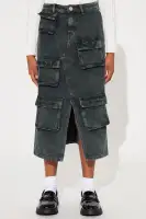 Mini Multi Pocket Cargo Maxi Skirt(Green,7)