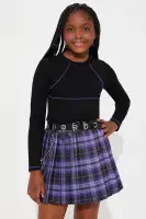 Mini Hayley Plaid Skirt Set(Black/combo,4/5)