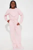 Mini Sweetheart Fleece Sweatsuit Set(Pink,4/5)