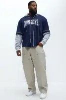 Cowboys Clean Up Baseball Hoodie(Grey/Blue,S)