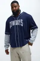 Cowboys Clean Up Baseball Hoodie(Grey/Blue,S)