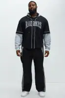 Raiders Clean Up Baseball Hoodie(Grey/Black,S)