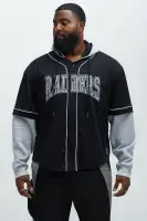 Raiders Clean Up Baseball Hoodie(Grey/Black,S)