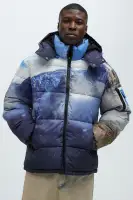 Big Sky Hooded Puffer Jacket(Blue/combo,S)