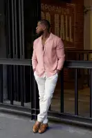 Dawson Relaxed Long Sleeve Button Up Shirt(Mauve,S)