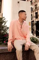 Dawson Relaxed Long Sleeve Button Up Shirt(Mauve,S)