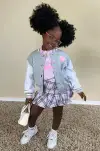 Mini 3 Piece Blessed Skirt Set(Heather Grey,4)