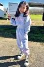 Mini Barbie Girl Fleece Jogger Set(Heather Grey,4/5)