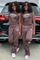 Mini Chi Town Fleece Pant Set(Brown/combo,4/5)
