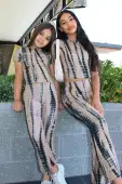 Mini Jazmin Flare Tie Dye Pant Set(Taupe/combo,2)