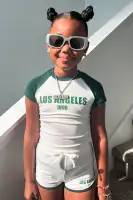 Mini LA Love Short Set(Green/combo,XS)